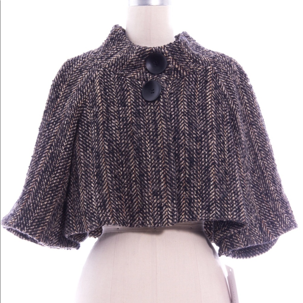 Theory Black Brown Knit Cropped Jacket